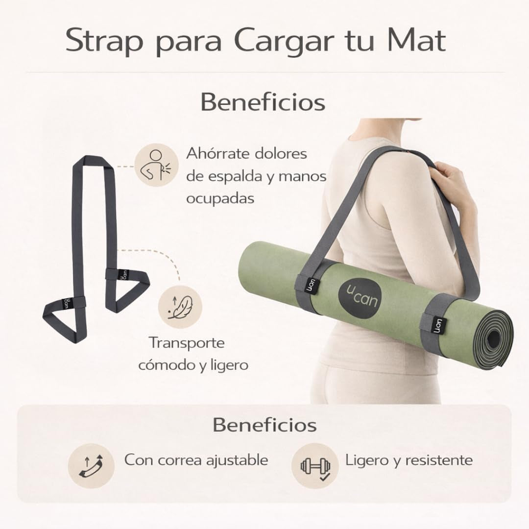U Can - Tragegurt Für Yoga Oder Matte, Verstellbarer Gurt Für Dehnen, Pilates, Barren, Training Und Training, Hält Die Matte Aufgerollt Und Organisiert