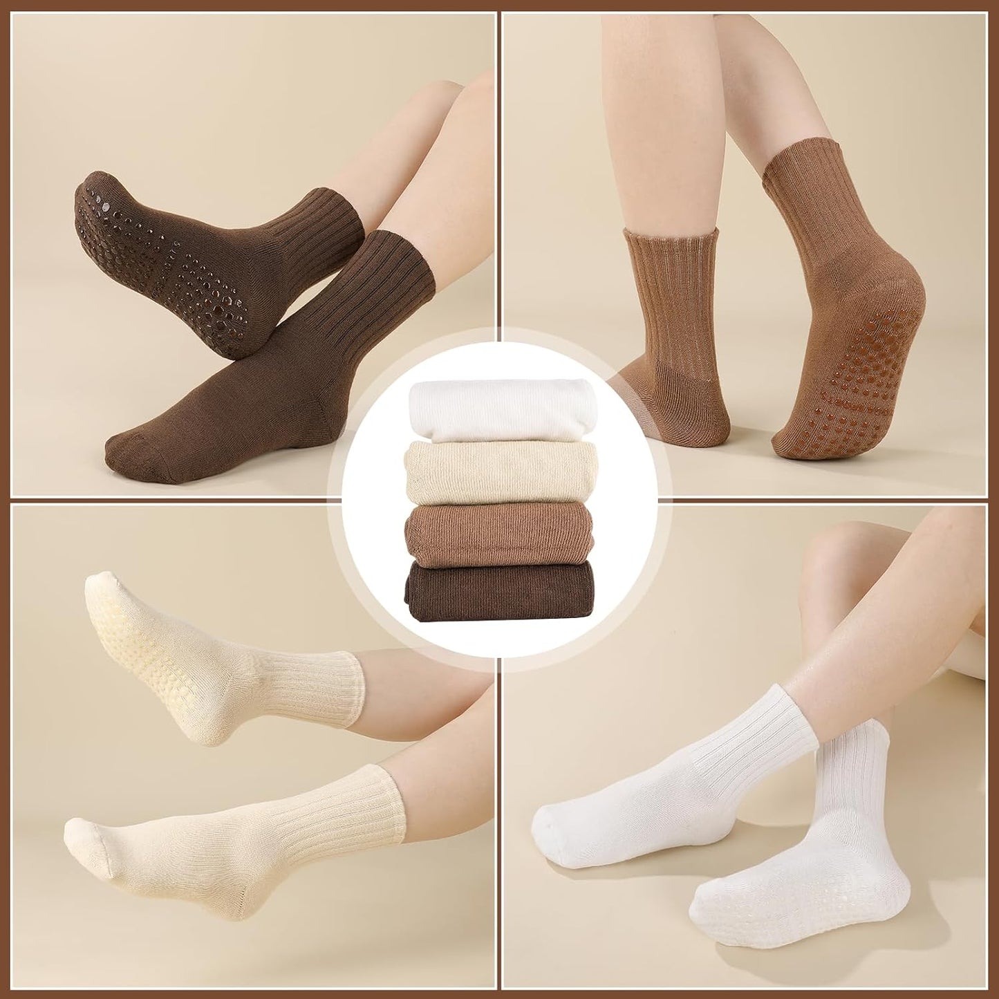 Utensilsto 4 Paare Pilates Socken Stoppersocken Damen 35-38,39-42