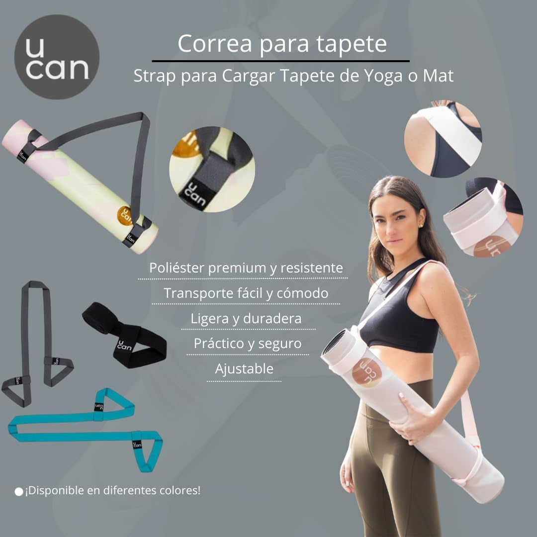 U Can - Tragegurt Für Yoga Oder Matte, Verstellbarer Gurt Für Dehnen, Pilates, Barren, Training Und Training, Hält Die Matte Aufgerollt Und Organisiert