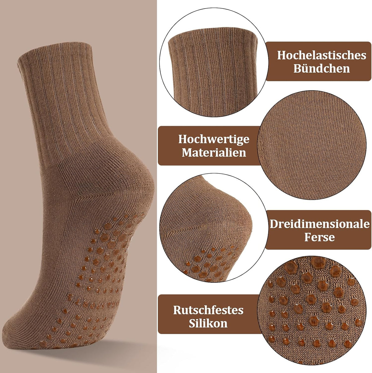 Utensilsto 4 Paare Pilates Socken Stoppersocken Damen 35-38,39-42