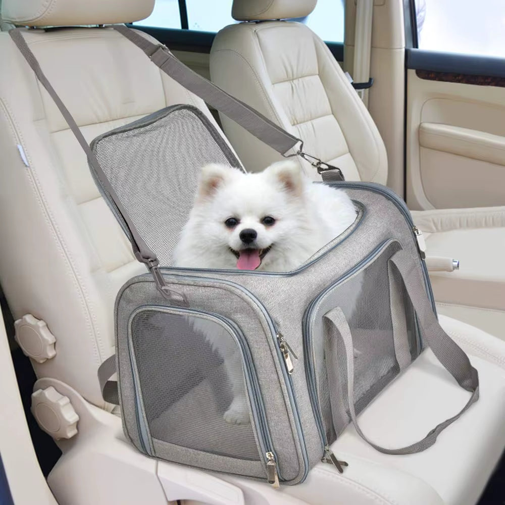 Dog Carrier Bag Soft Side Backpack Cat Pet Carriers Dog Travel Bags Airline Approved Transport for Small Dogs Cats Outgoing